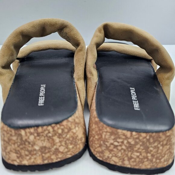 NEW Free People Fairmount Sandal Womens 10 Taupe Tan Suede Cork Platform Slide - Picture 10 of 13